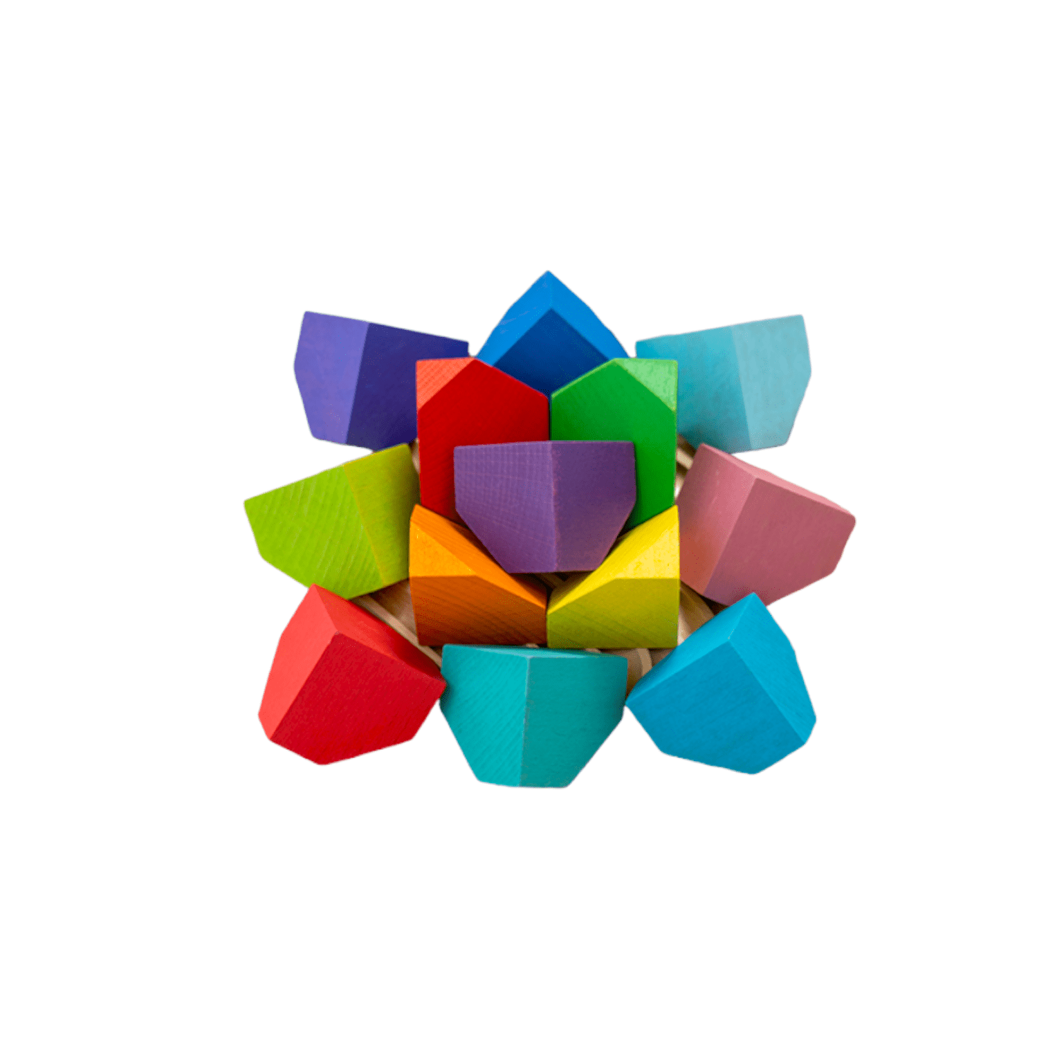 18 Pcs Wooden Cornerstone Building Blocks Set in Primary Rainbow Colors - The Nurturing Nook