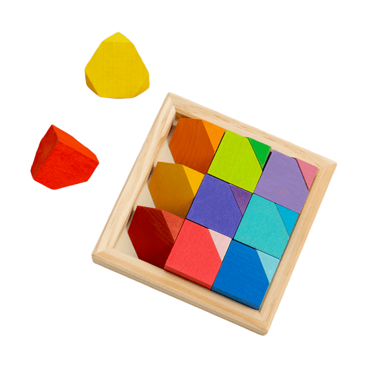 18 Pcs Wooden Cornerstone Building Blocks Set in Primary Rainbow Colors - The Nurturing Nook