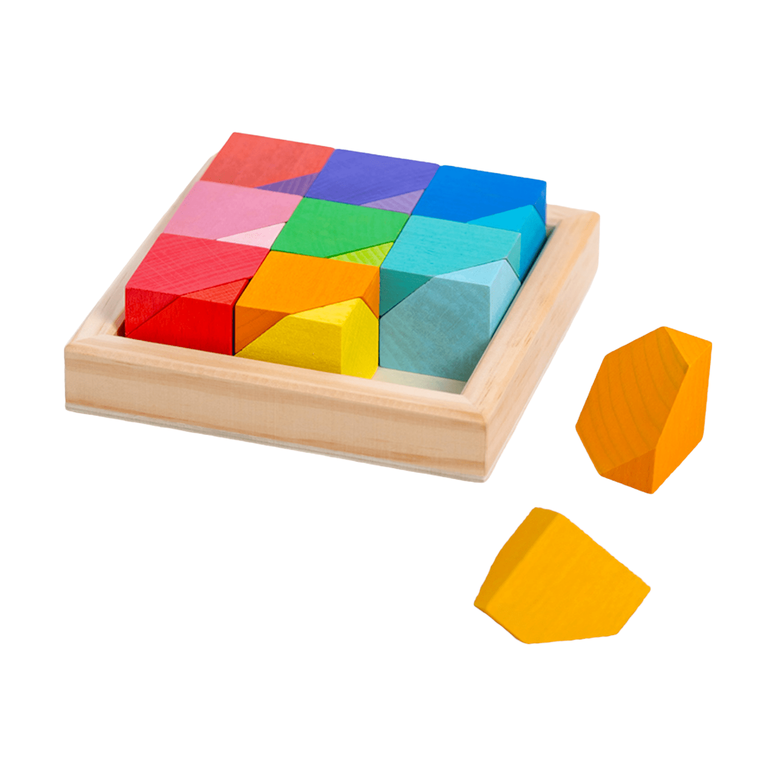 18 Pcs Wooden Cornerstone Building Blocks Set in Primary Rainbow Colors - The Nurturing Nook