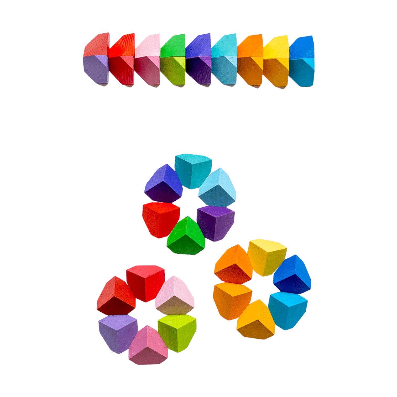 18 Pcs Wooden Cornerstone Building Blocks Set in Primary Rainbow Colors - The Nurturing Nook