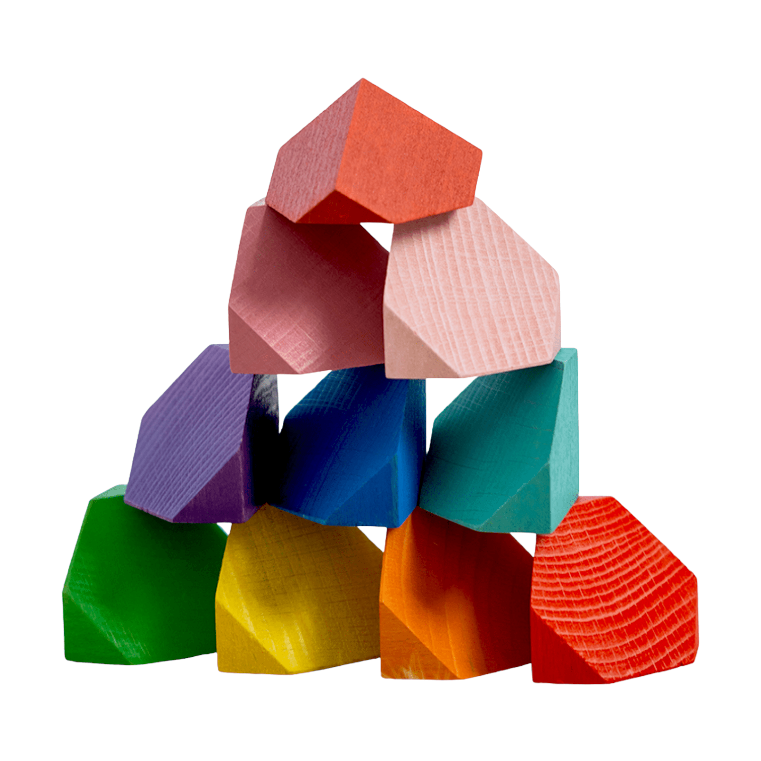 18 Pcs Wooden Cornerstone Building Blocks Set in Primary Rainbow Colors - The Nurturing Nook