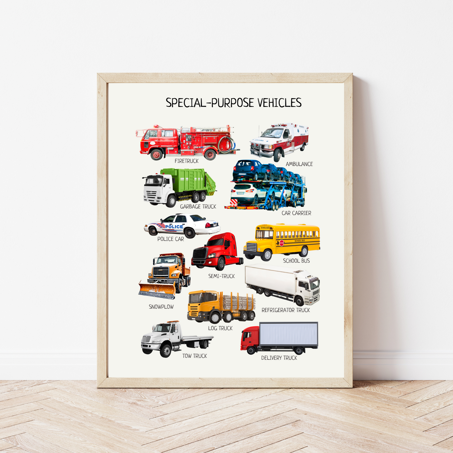Special Transport Poster - Educational Vehicles Wall Art for Kids’ Room, Montessori Classroom & Nursery Decor | Digital Download