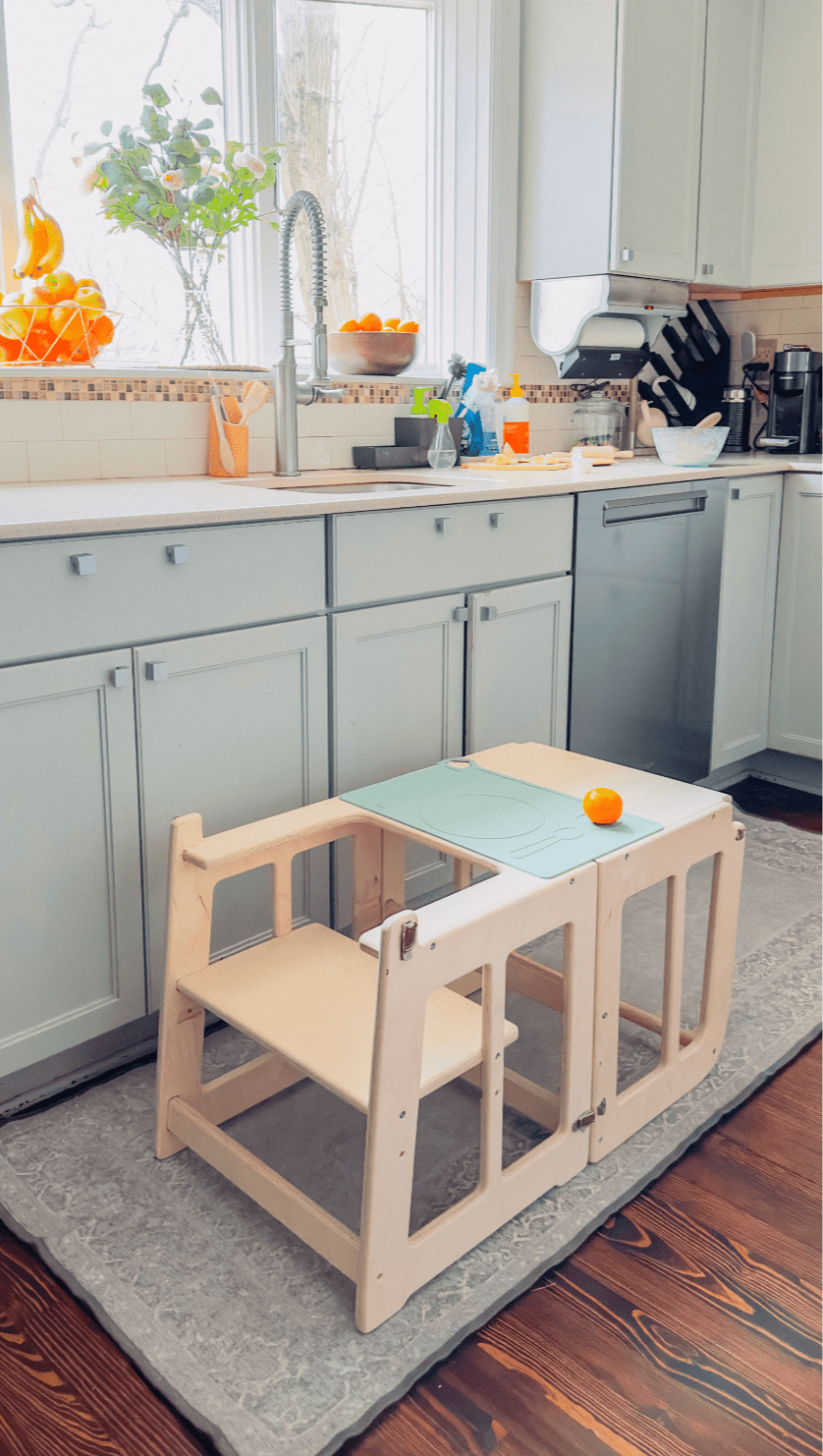 2 in 1: Montessori Toddler Tower & Toddler Desk - The Nurturing Nook