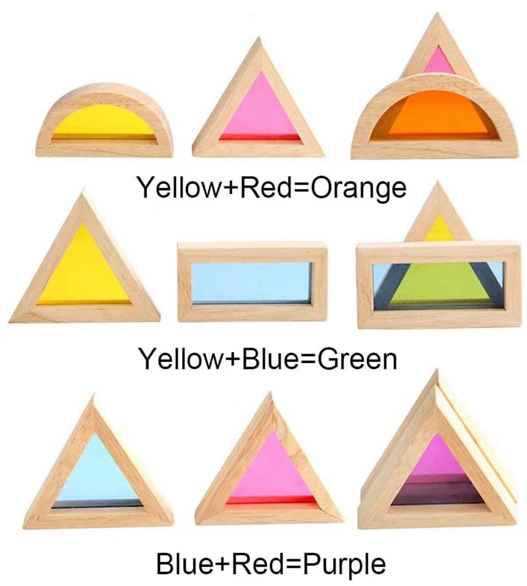 24 Pcs Rainbow Acrylic Sensory Wooden Building Blocks - The Nurturing Nook