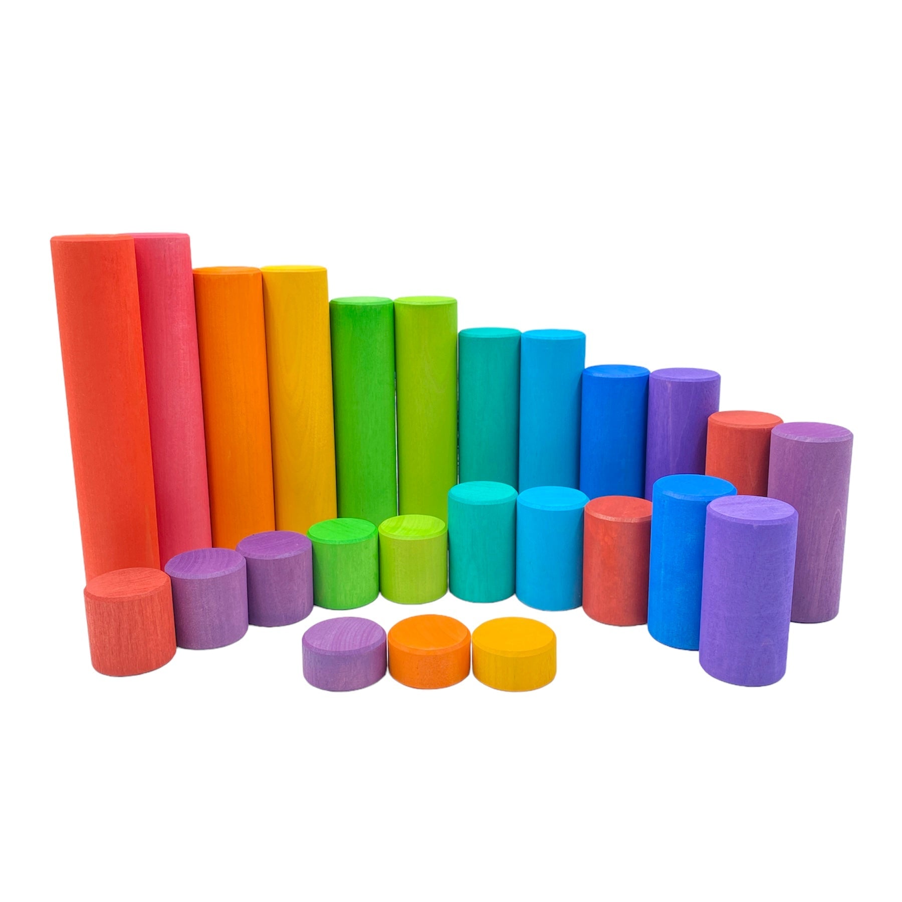 25 Pcs STAINED Large Building Rollers Rainbow with Storage Tray - The Nurturing Nook