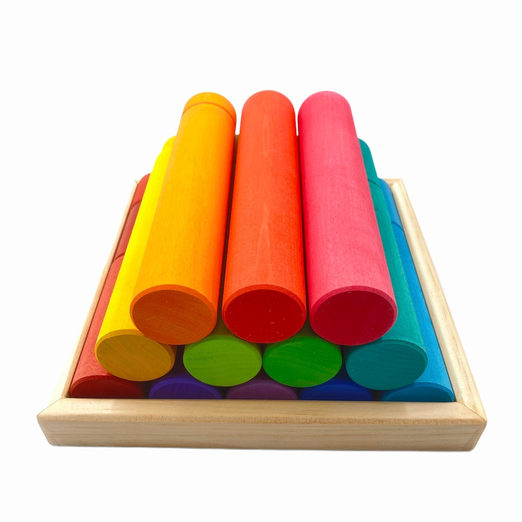 25 Pcs STAINED Large Building Rollers Rainbow with Storage Tray - The Nurturing Nook