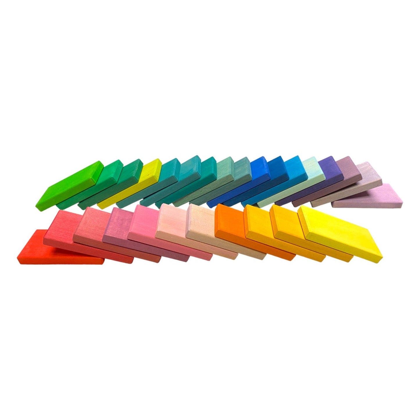28 Pcs STAINED Wooden Rainbow Building Slats - The Nurturing Nook