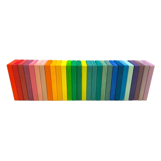 28 Pcs STAINED Wooden Rainbow Building Slats - The Nurturing Nook