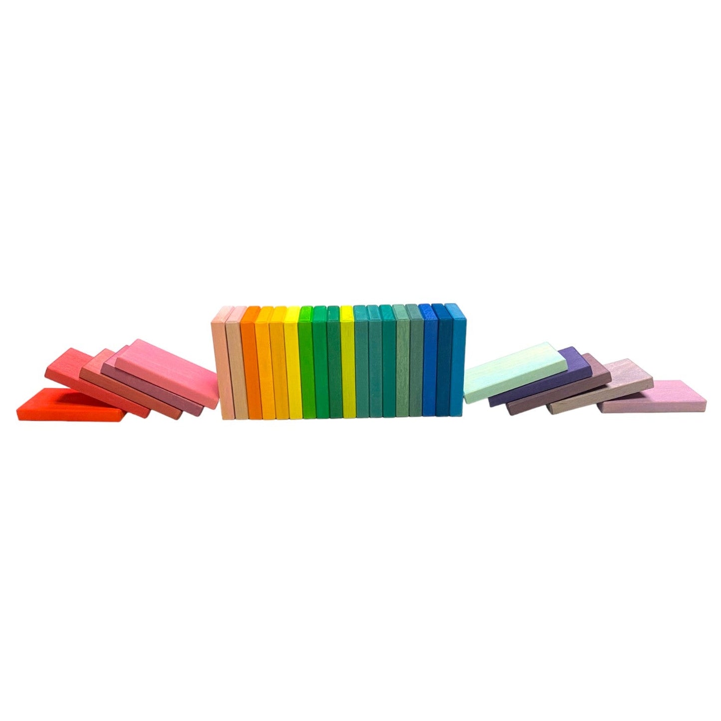 28 Pcs STAINED Wooden Rainbow Building Slats - The Nurturing Nook