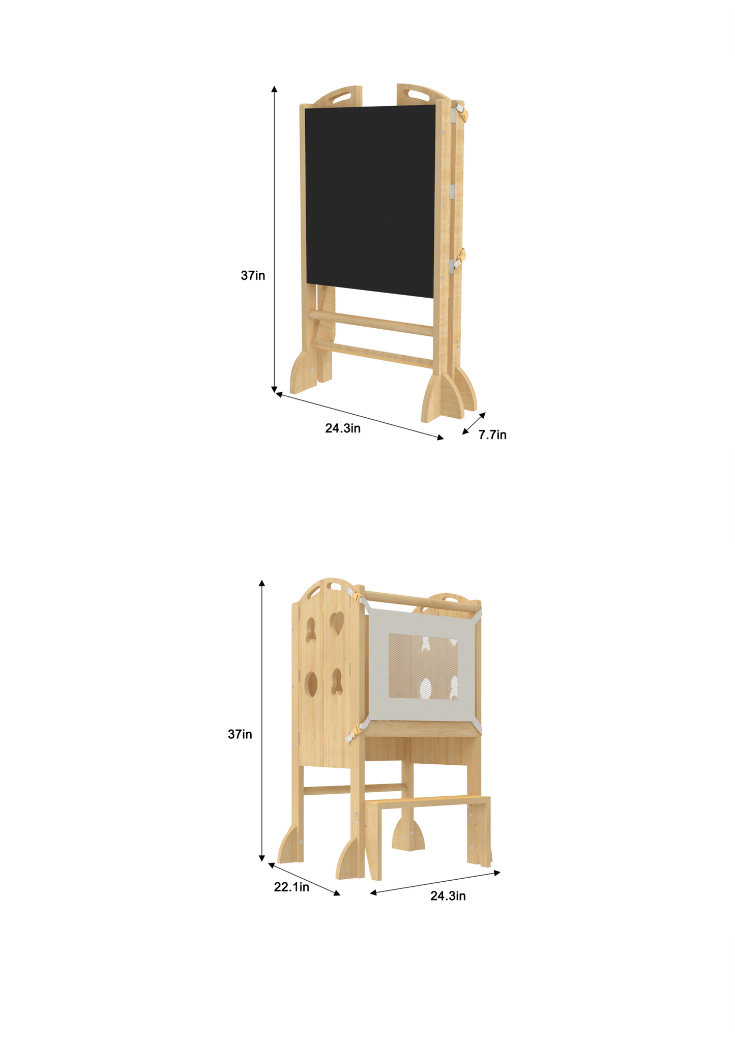 3 in 1 foldable toddler tower, step stool and chalkboard - The Nurturing Nook