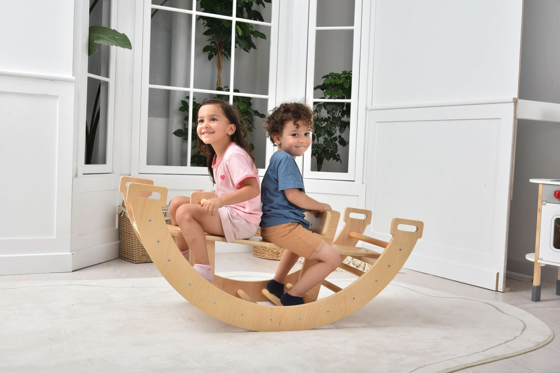 3 - in - 1 Montessori wooden climbing arch and rocker - The Nurturing Nook