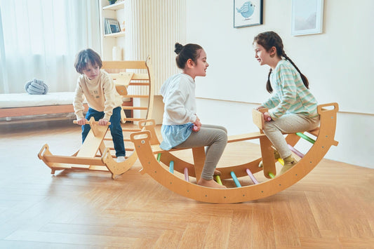 3 - in - 1 Montessori wooden climbing arch and rocker - The Nurturing Nook