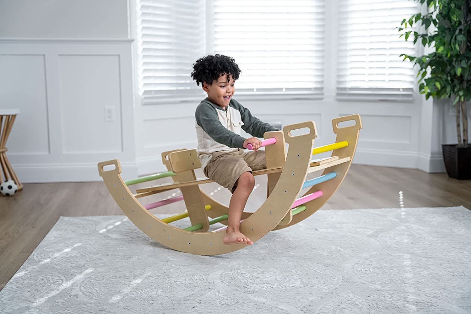 3 - in - 1 Montessori wooden climbing arch and rocker - The Nurturing Nook