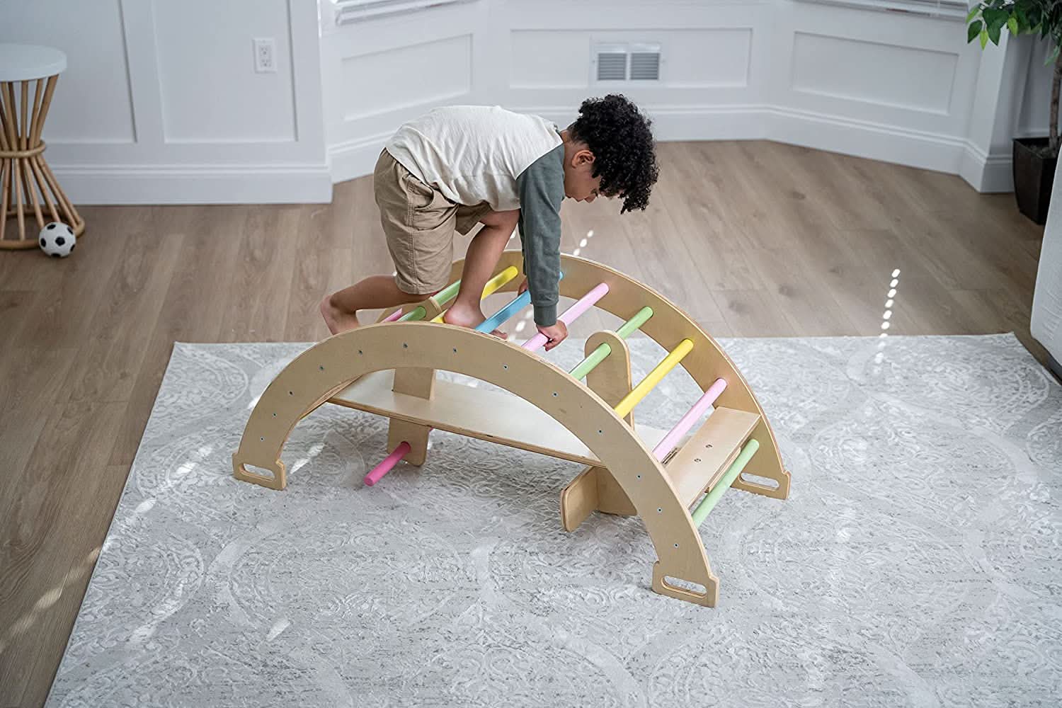 3 - in - 1 Montessori wooden climbing arch and rocker - The Nurturing Nook