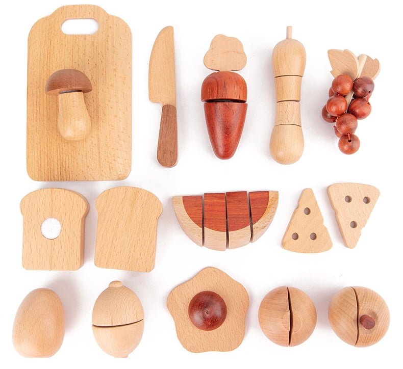 30 Pcs Wooden Fruits and Vegetables Cutting Playset - The Nurturing Nook