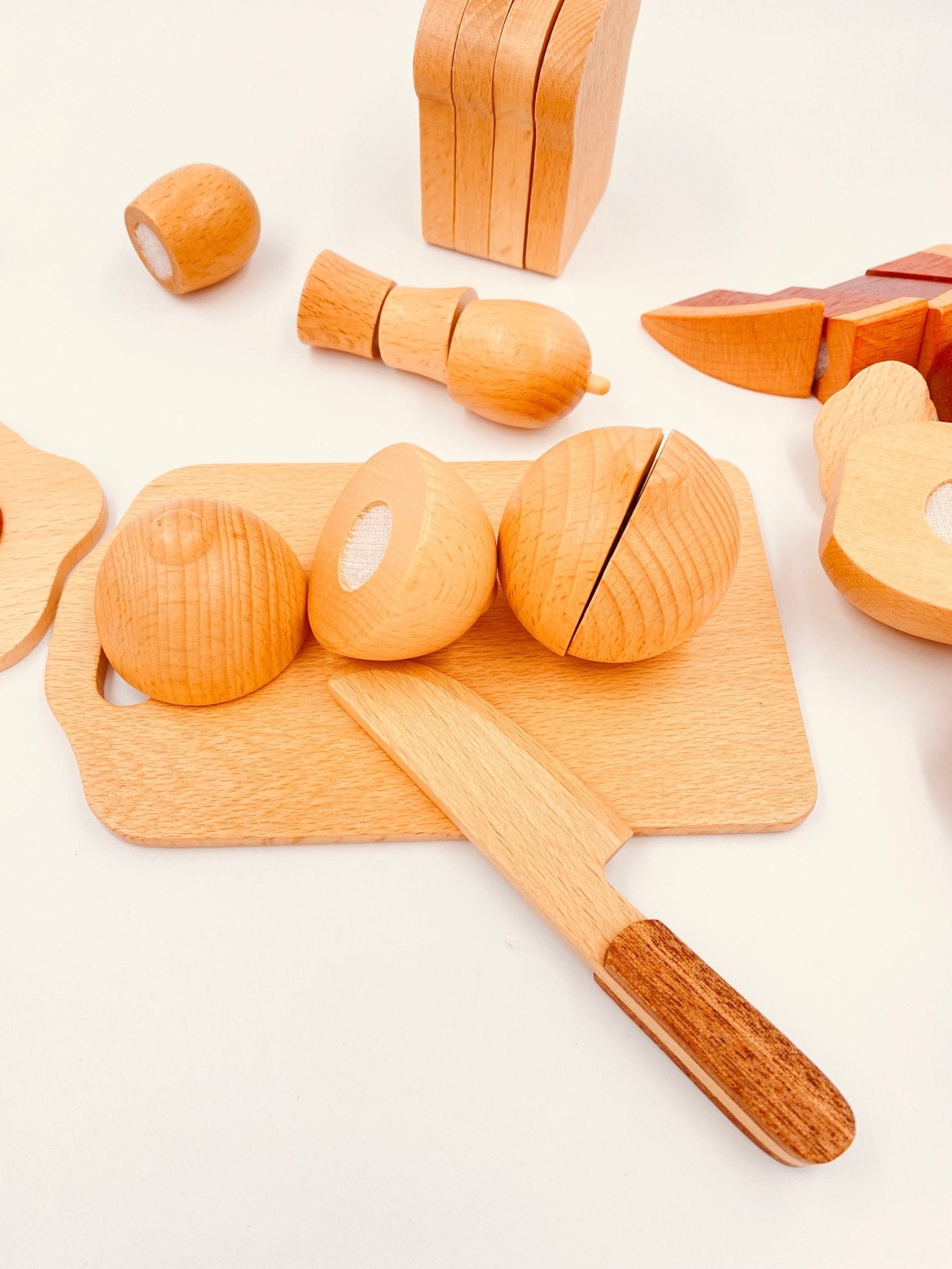 30 Pcs Wooden Fruits and Vegetables Cutting Playset - The Nurturing Nook