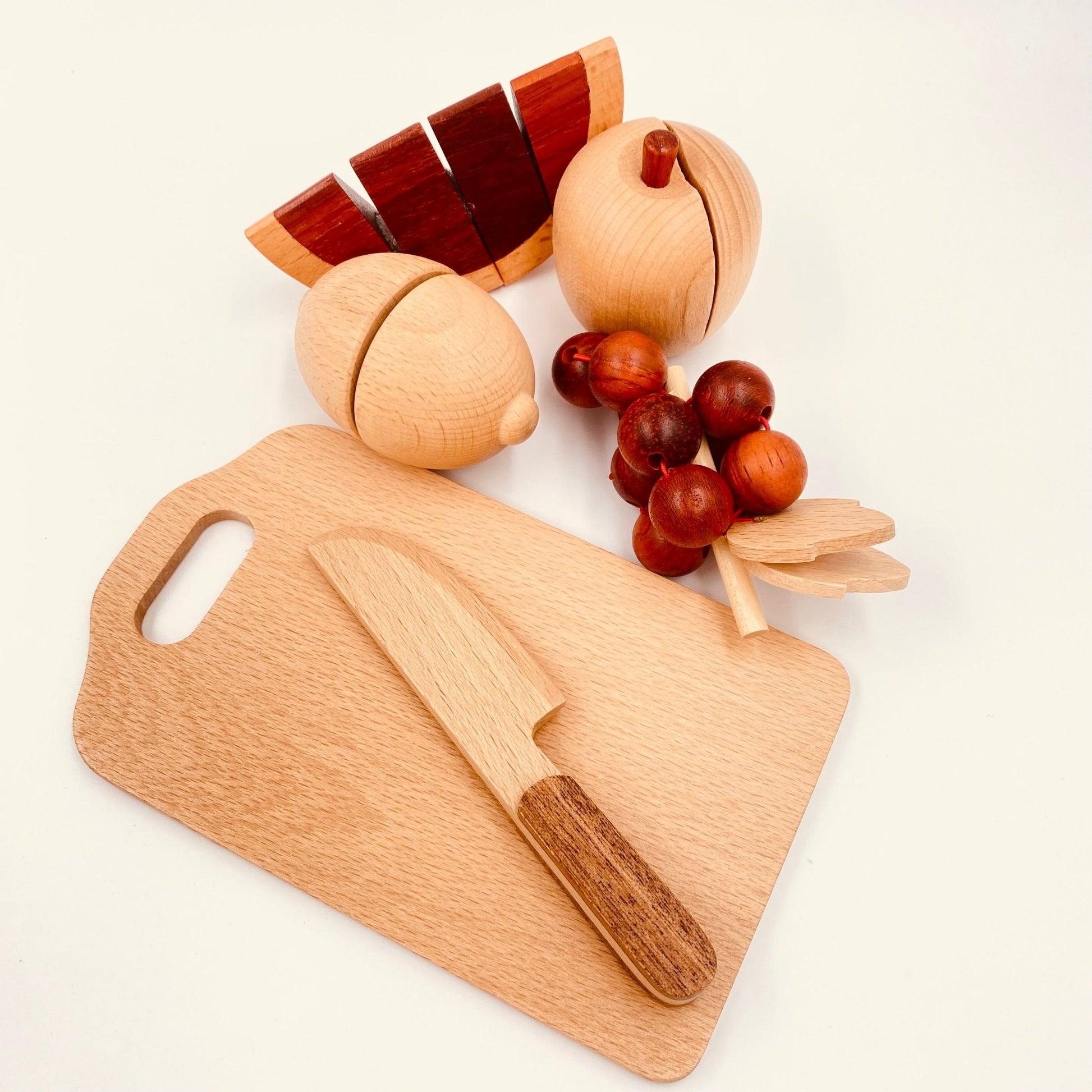 30 Pcs Wooden Fruits and Vegetables Cutting Playset - The Nurturing Nook