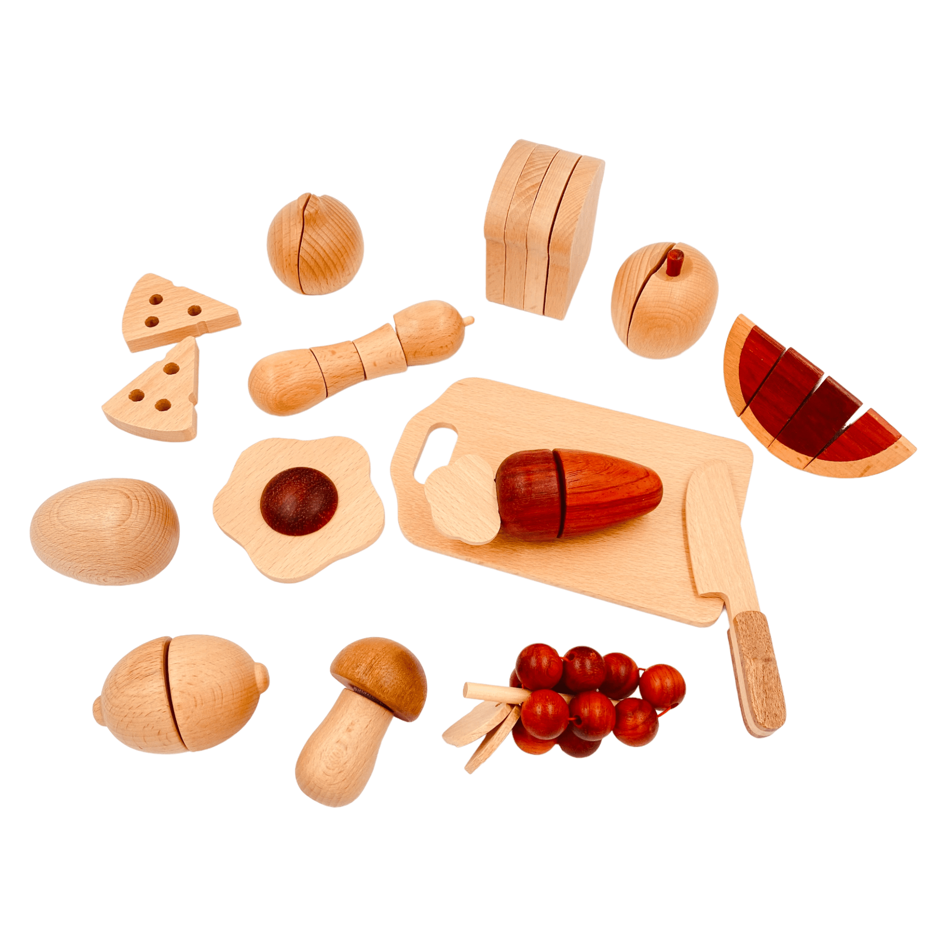 30 Pcs Wooden Fruits and Vegetables Cutting Playset - The Nurturing Nook