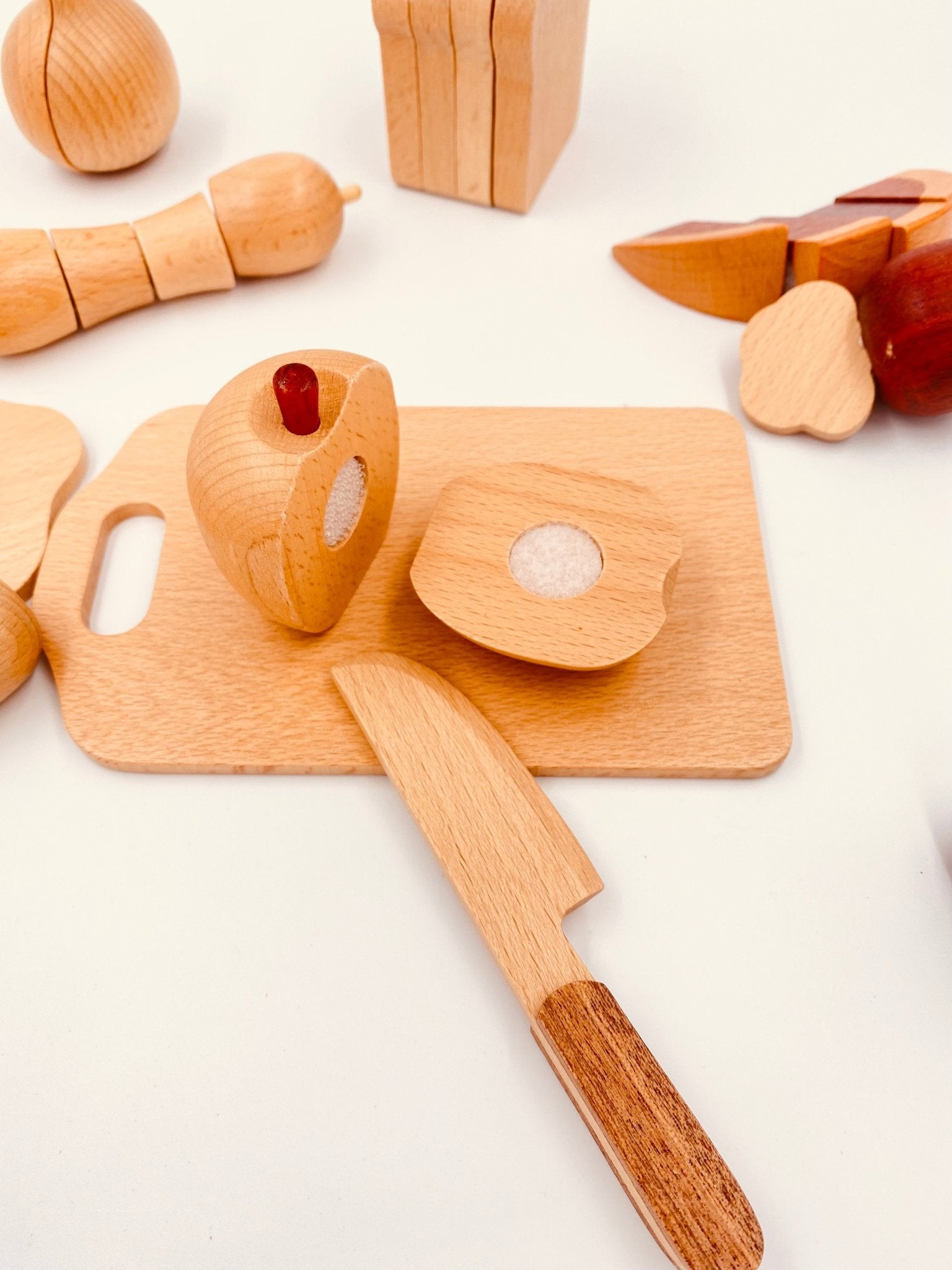 30 Pcs Wooden Fruits and Vegetables Cutting Playset - The Nurturing Nook