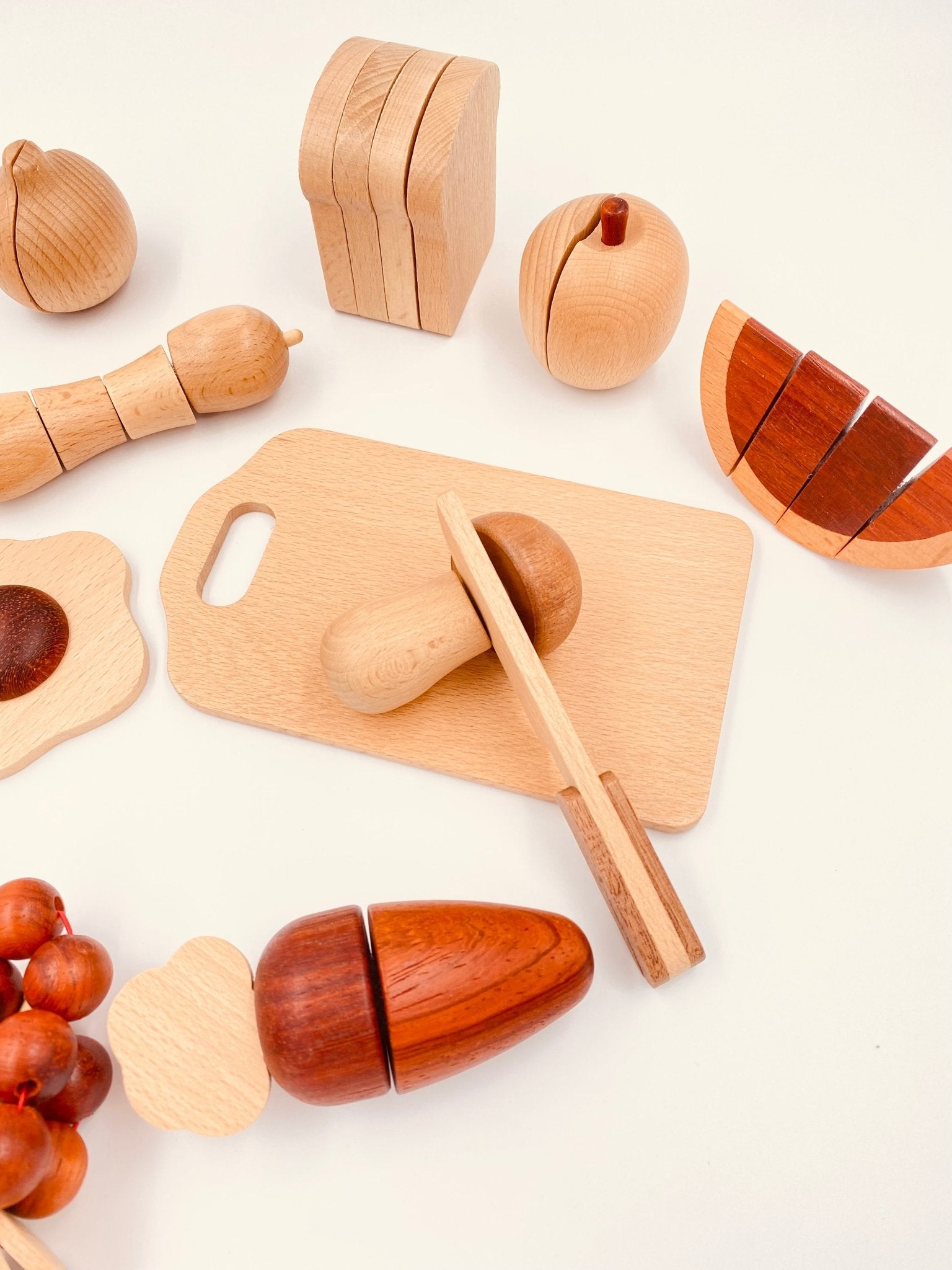 30 Pcs Wooden Fruits and Vegetables Cutting Playset - The Nurturing Nook