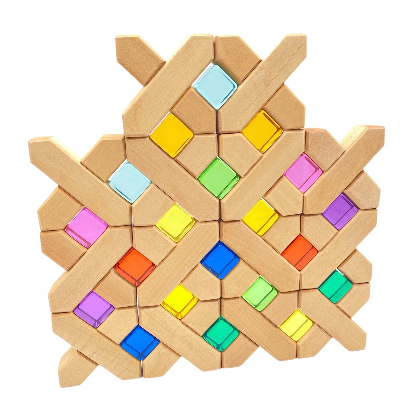 32 Pcs X - shape Blocks Set with Storage Tray - The Nurturing Nook