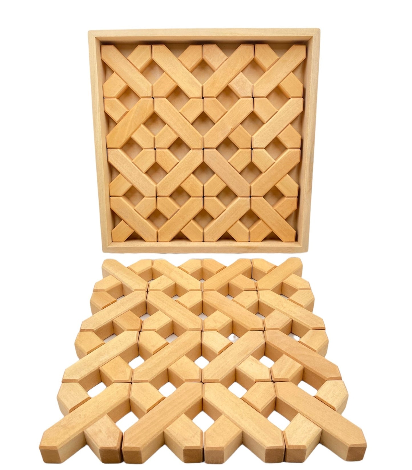 32 Pcs X - shape Blocks Set with Storage Tray - The Nurturing Nook