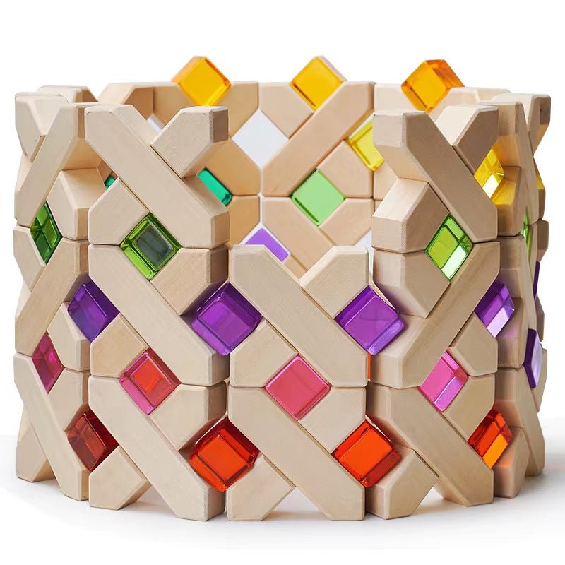 32 Pcs X - shape Blocks Set with Storage Tray - The Nurturing Nook