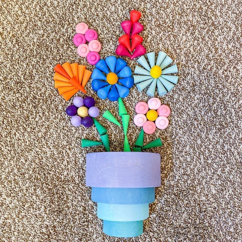 324 Pcs Mandala Loose Parts with Wooden Tray Open - ended Play Set - The Nurturing Nook