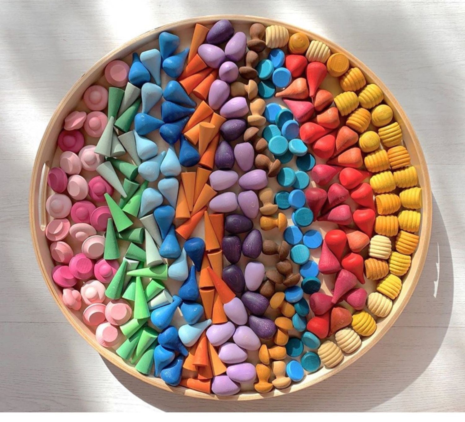 324 Pcs Mandala Loose Parts with Wooden Tray Open - ended Play Set - The Nurturing Nook