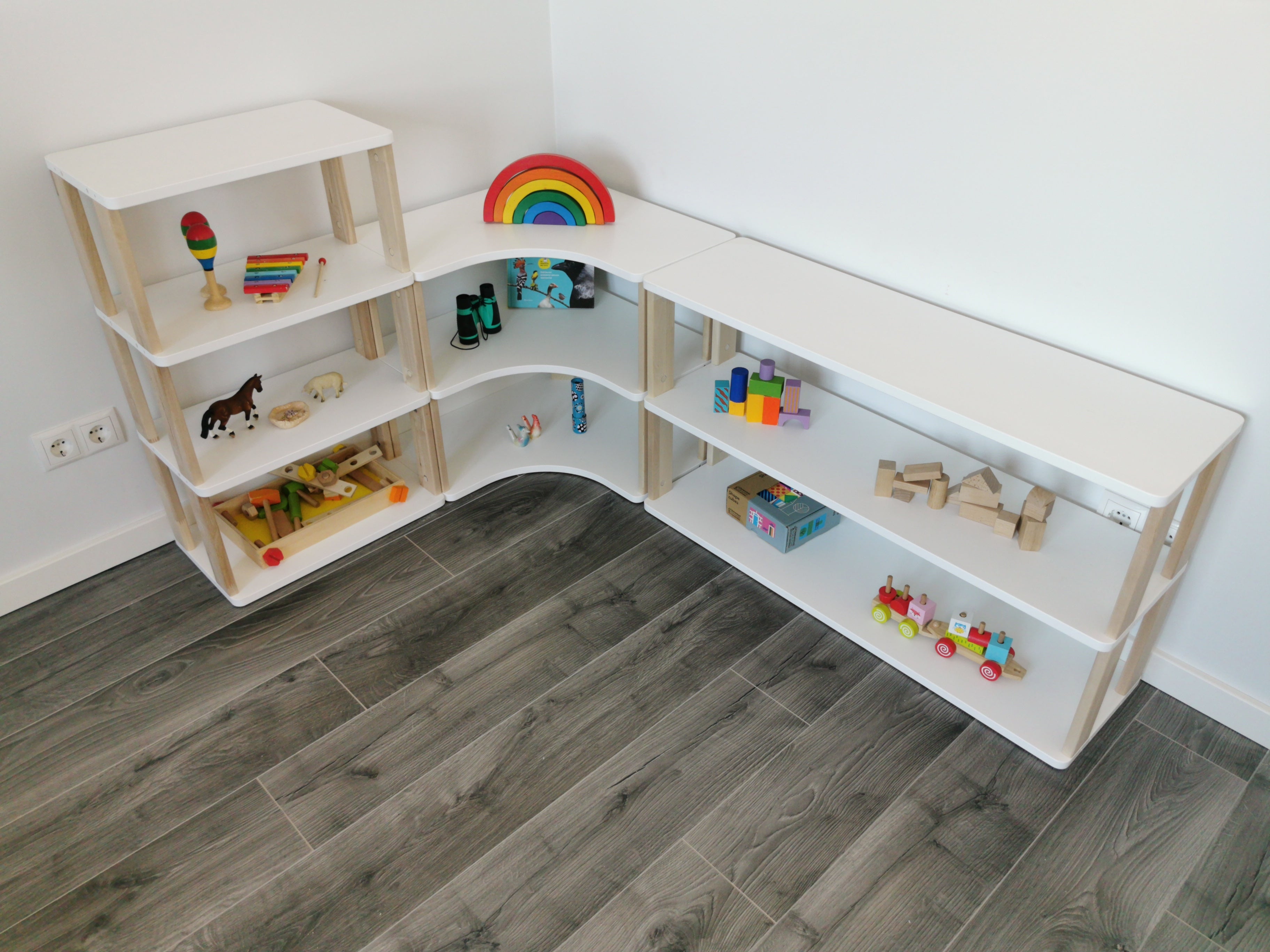 One Little Pine handmade solid wood Montessori shelf - straight