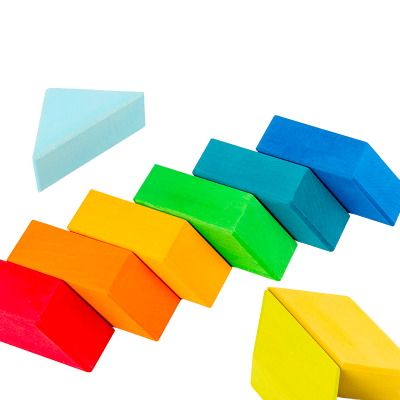 36 Pcs STAINED Large Rainbow Square Indian Puzzle Blocks with Storage Tray - The Nurturing Nook