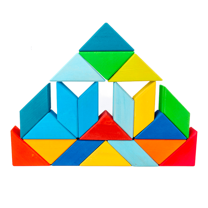 36 Pcs STAINED Large Rainbow Square Indian Puzzle Blocks with Storage Tray - The Nurturing Nook