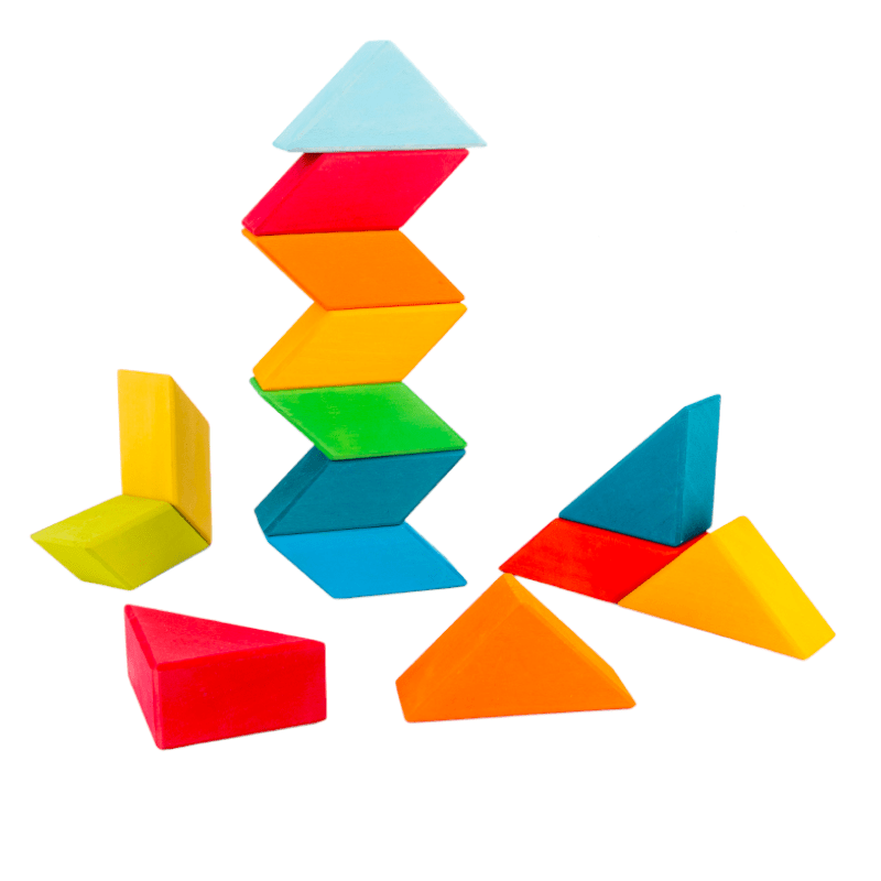 36 Pcs STAINED Large Rainbow Square Indian Puzzle Blocks with Storage Tray - The Nurturing Nook