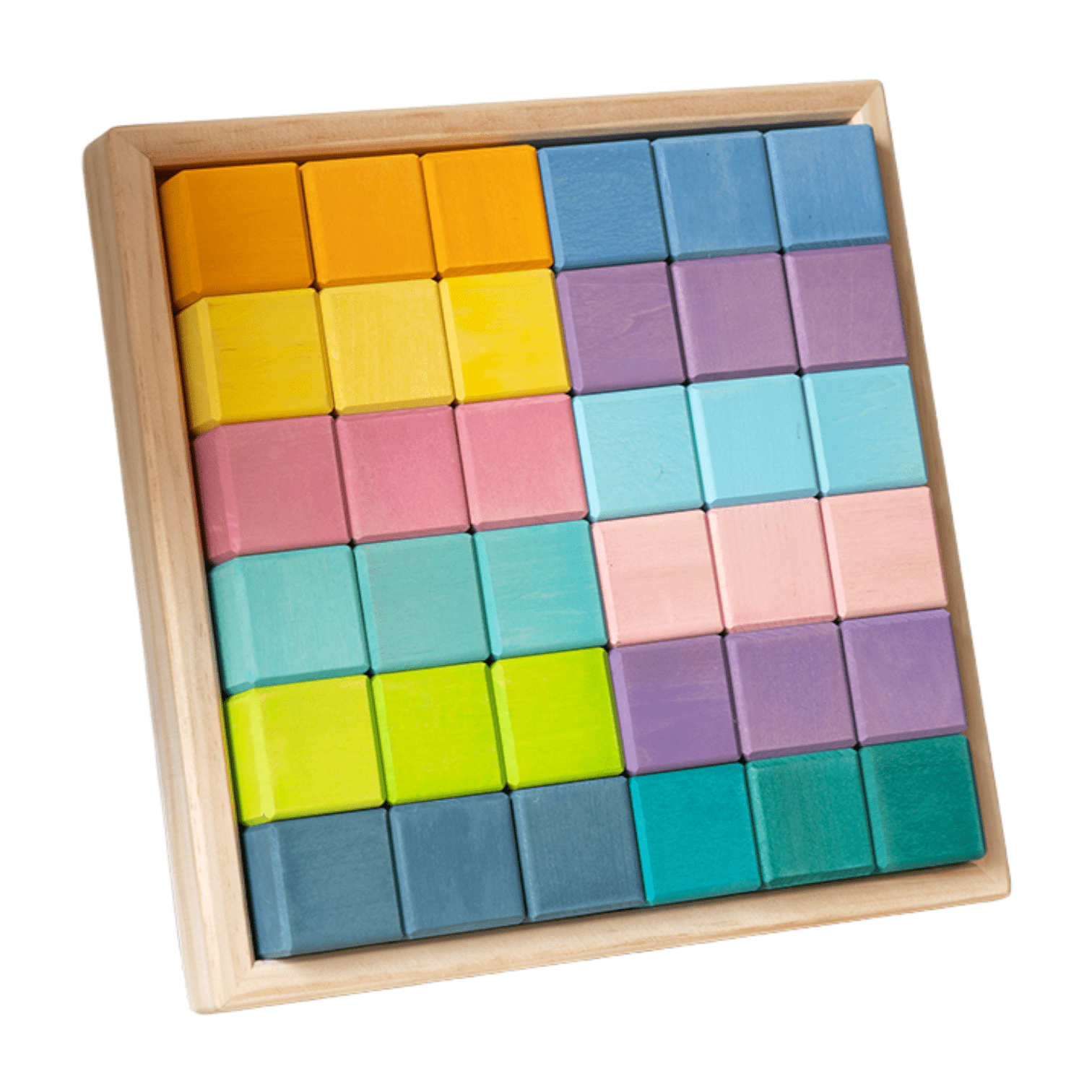 36 Pcs STAINED Rainbow Mosaic Building Blocks in Pastel/Macaron Colors - The Nurturing Nook
