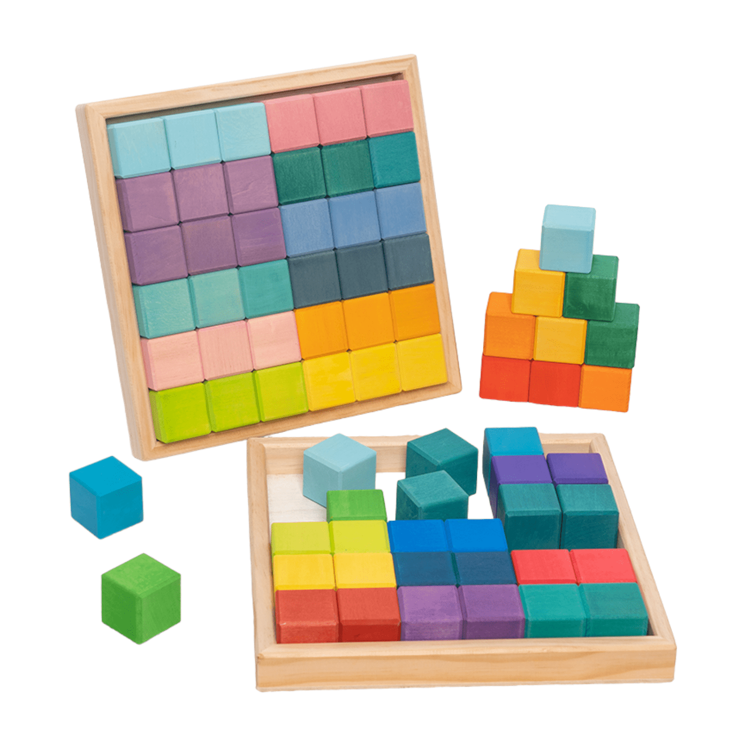 36 Pcs STAINED Rainbow Mosaic Building Blocks in Pastel/Macaron Colors - The Nurturing Nook