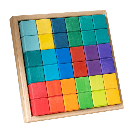 36 Pcs STAINED Rainbow Mosaic Building Blocks in Primary Colors - The Nurturing Nook