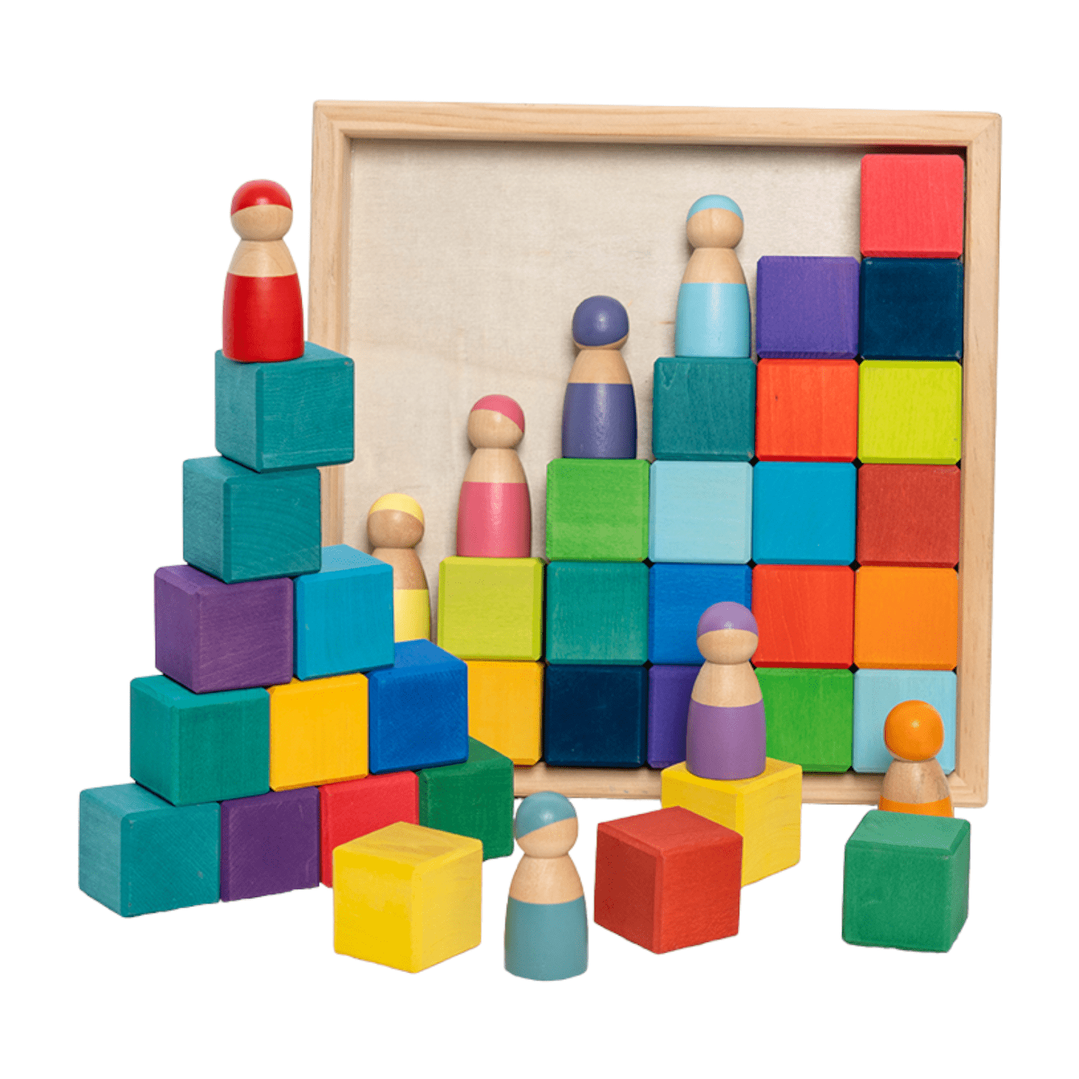 36 Pcs STAINED Rainbow Mosaic Building Blocks in Primary Colors - The Nurturing Nook