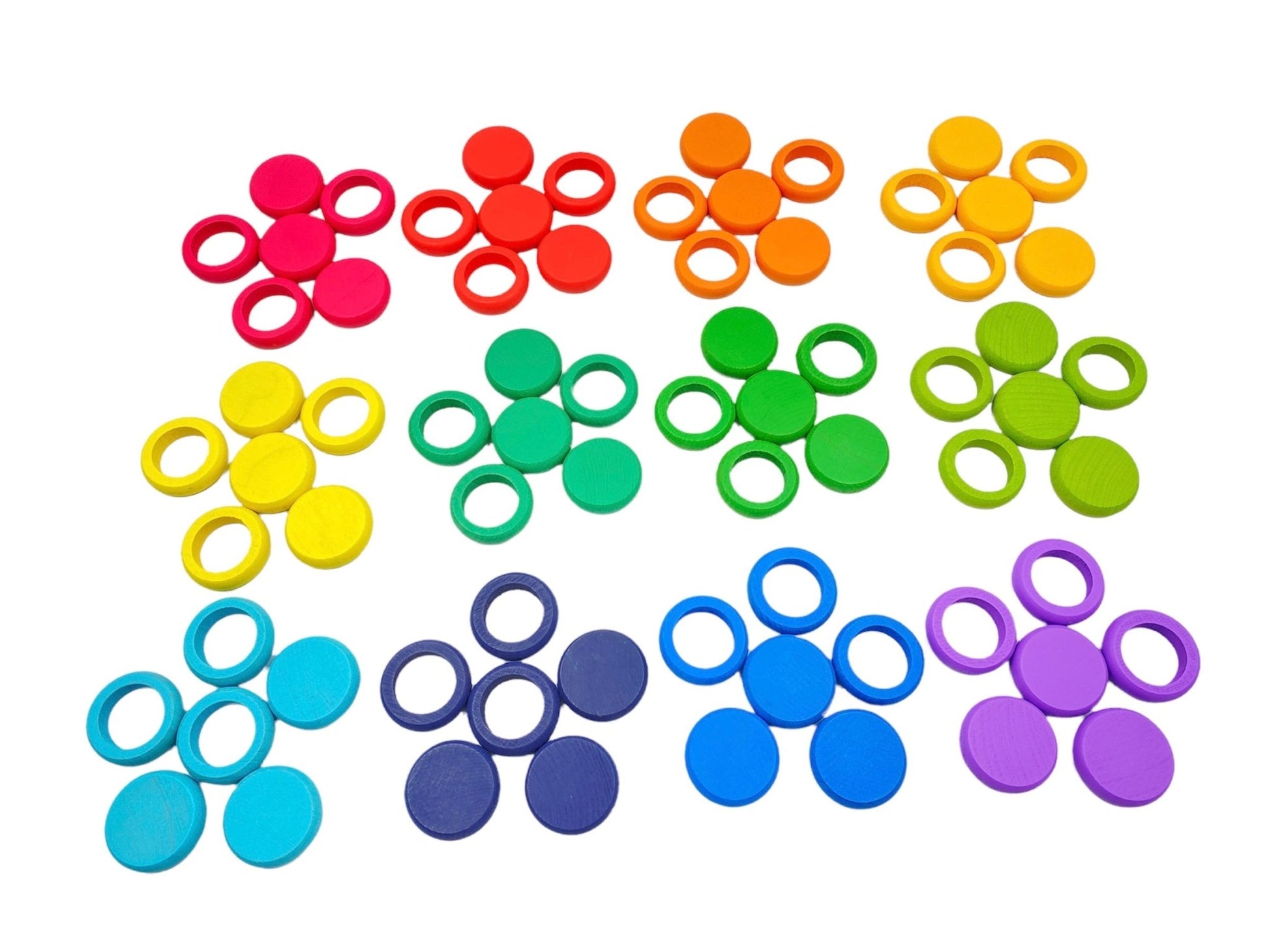 36 Pcs Wooden Coins and 36 Pcs Wooden Rings Set (Total of 72 Pcs) - The Nurturing Nook