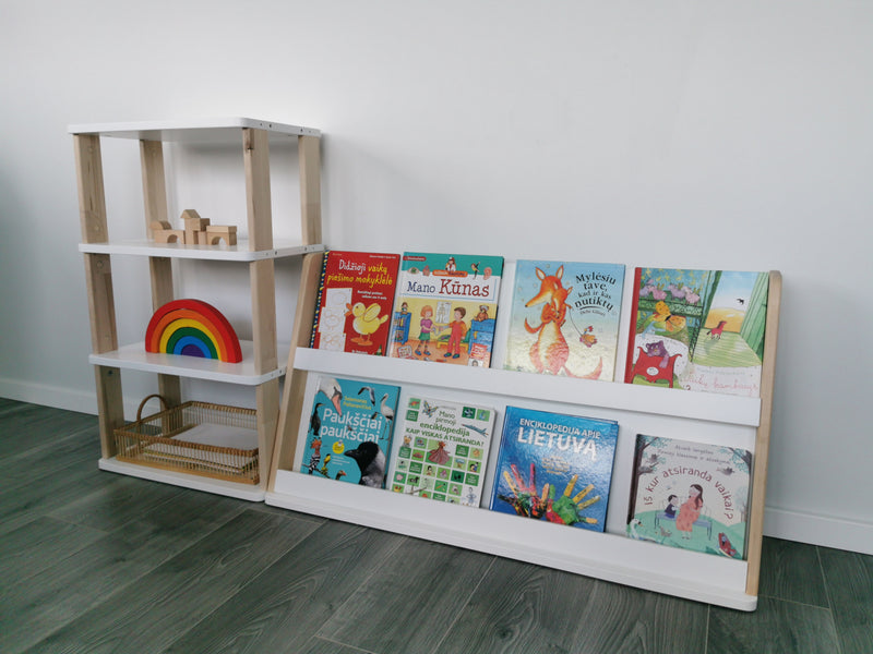 One Little Pine wooden Montessori bookshelf for kids