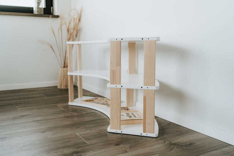 One Little Pine Montessori modular shelf for kids- arc