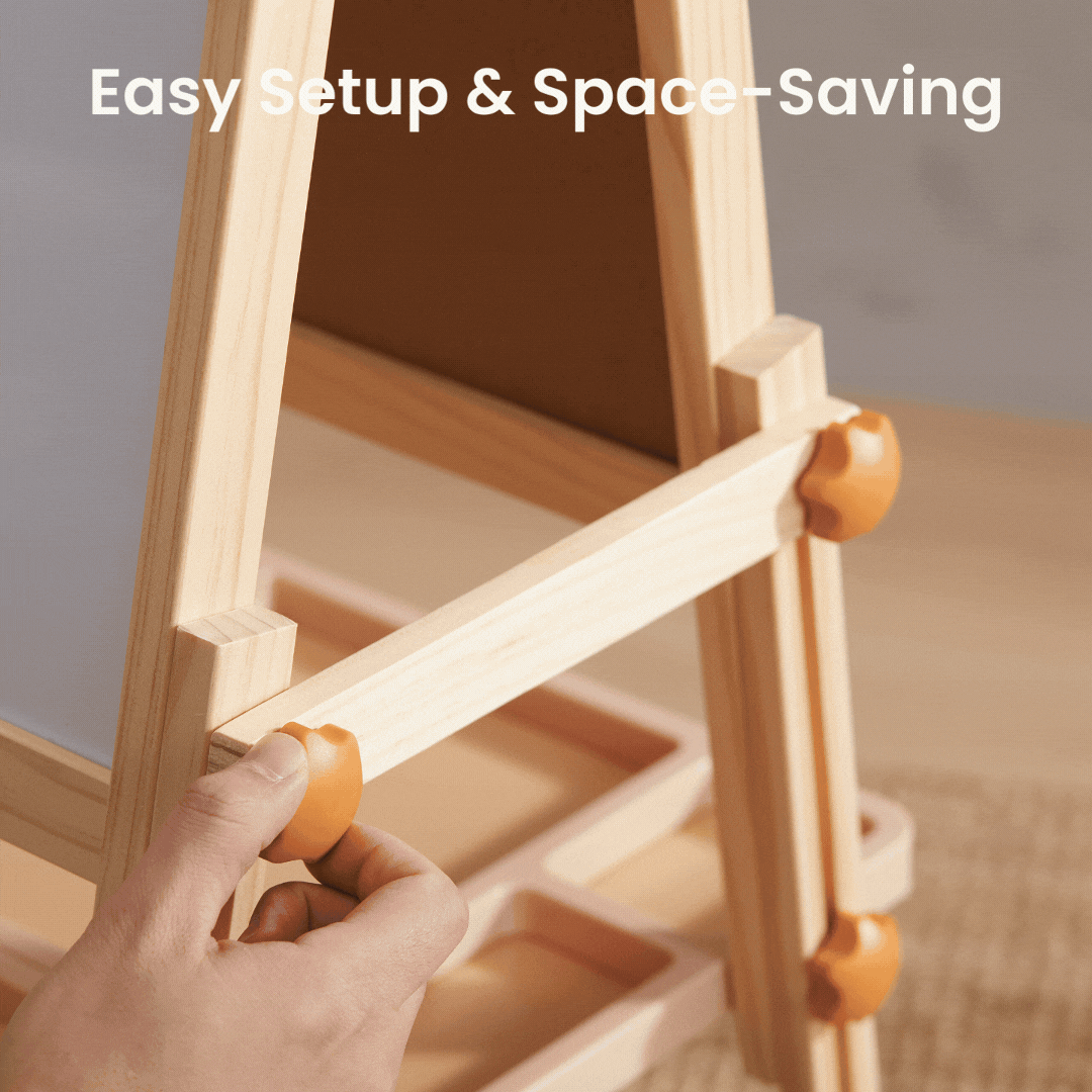 Tiny Land® Magnetic easel for kids – wooden art board