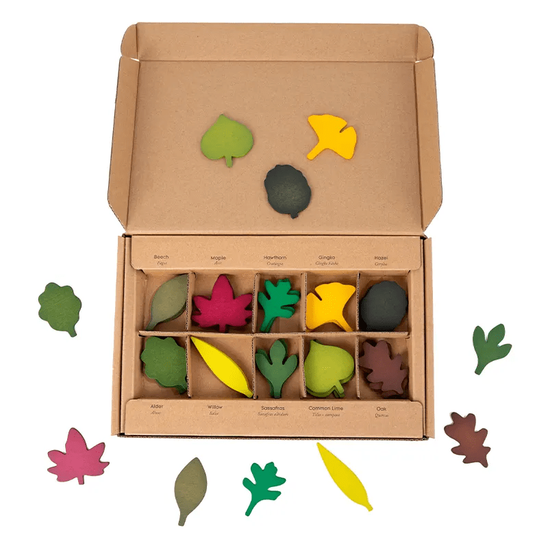 40 Pcs Woodland Leaves Wooden Forest Leaves Set - The Nurturing Nook