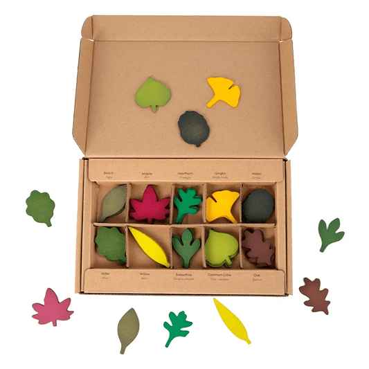 40 Pcs Woodland Leaves Wooden Forest Leaves Set - The Nurturing Nook