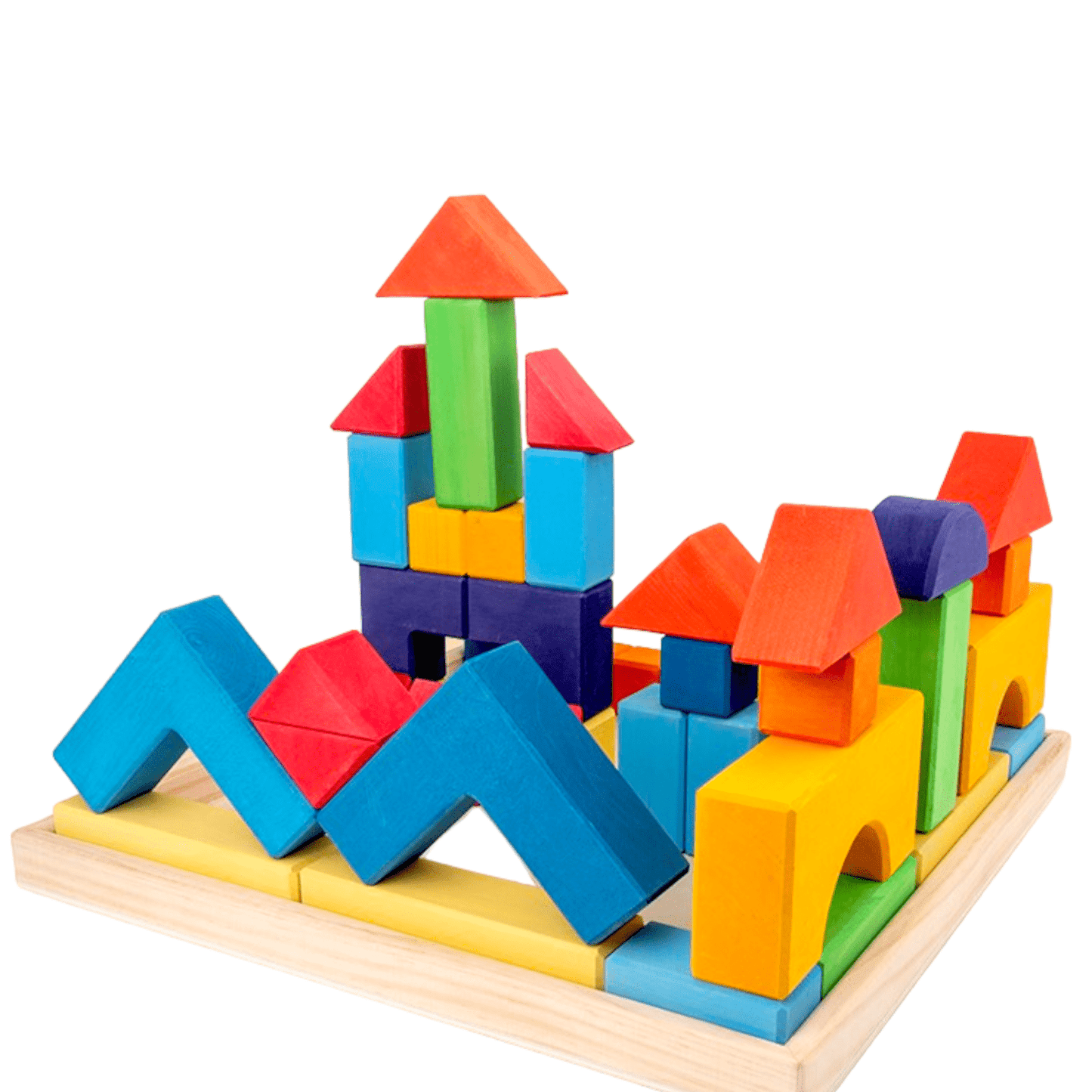 46 Pcs STAINED Large Basic II Building Block Set with Storage Tray - The Nurturing Nook