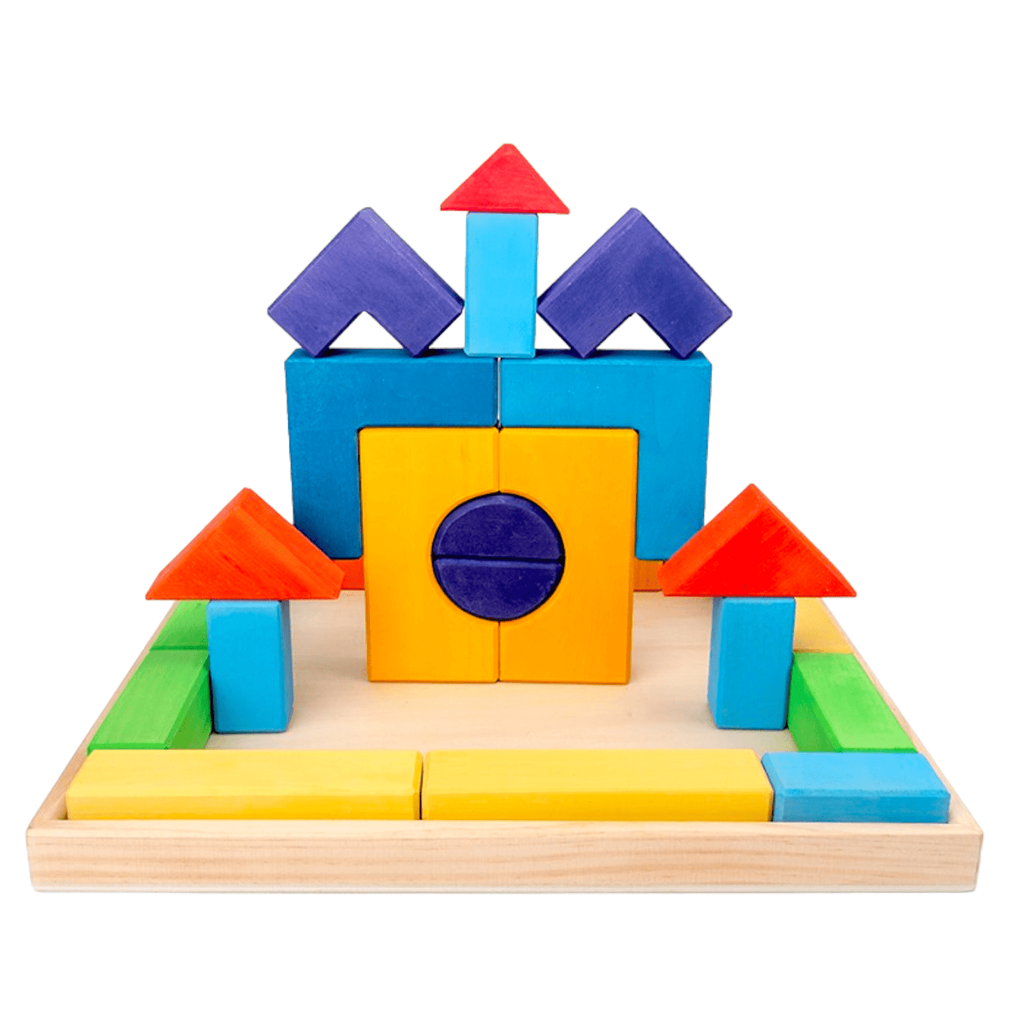 46 Pcs STAINED Large Basic II Building Block Set with Storage Tray - The Nurturing Nook
