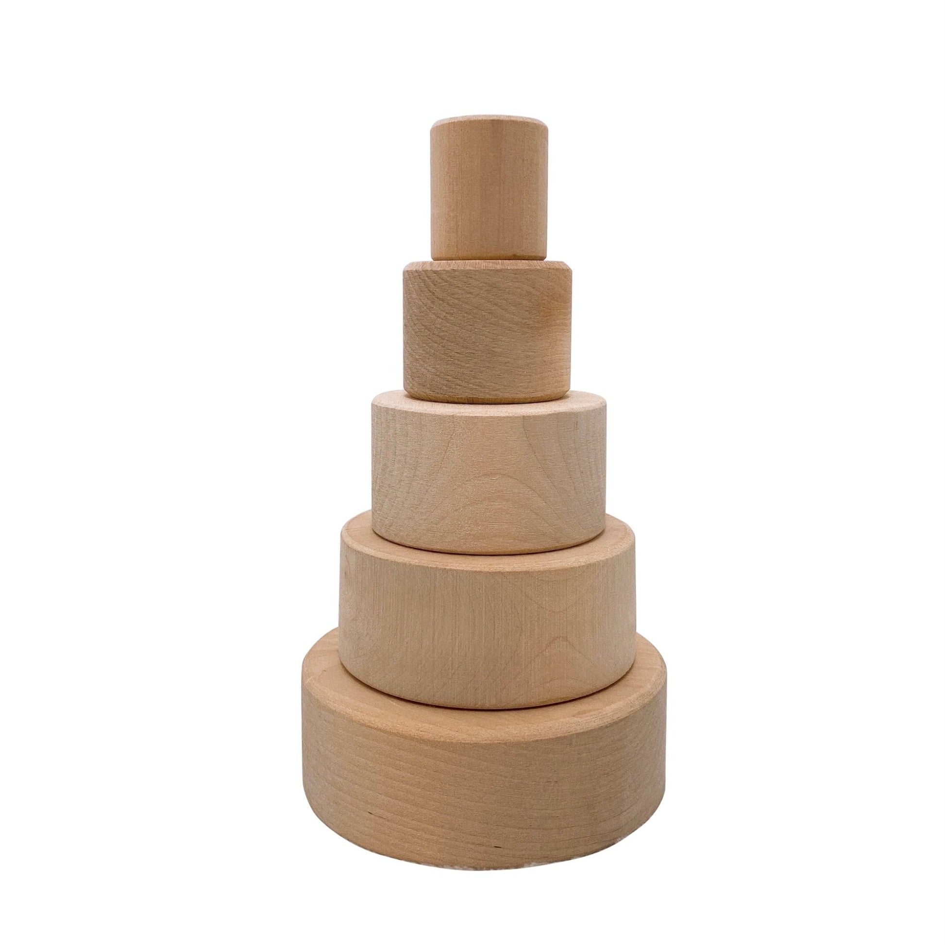 5 Pcs Natural Wooden Stacking Nesting Cup Bowl Set - The Nurturing Nook