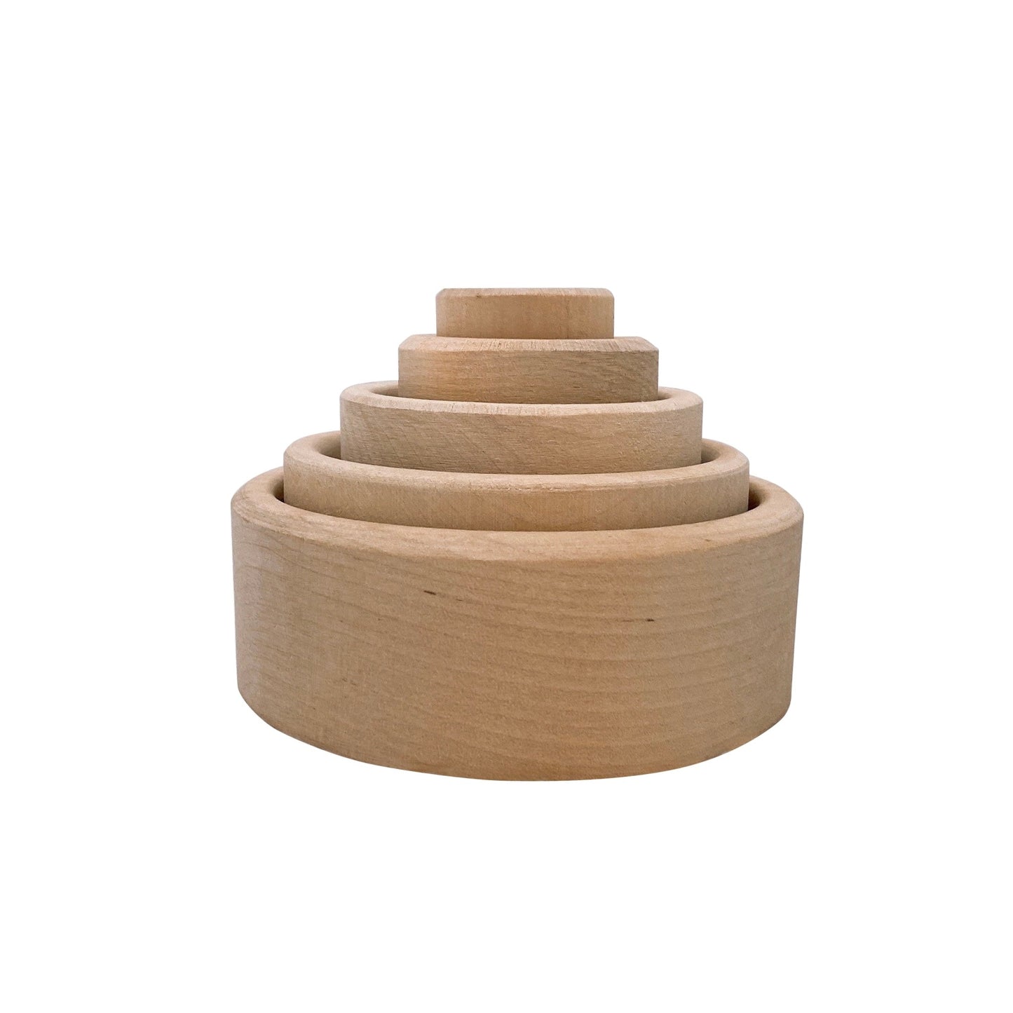 5 Pcs Natural Wooden Stacking Nesting Cup Bowl Set - The Nurturing Nook