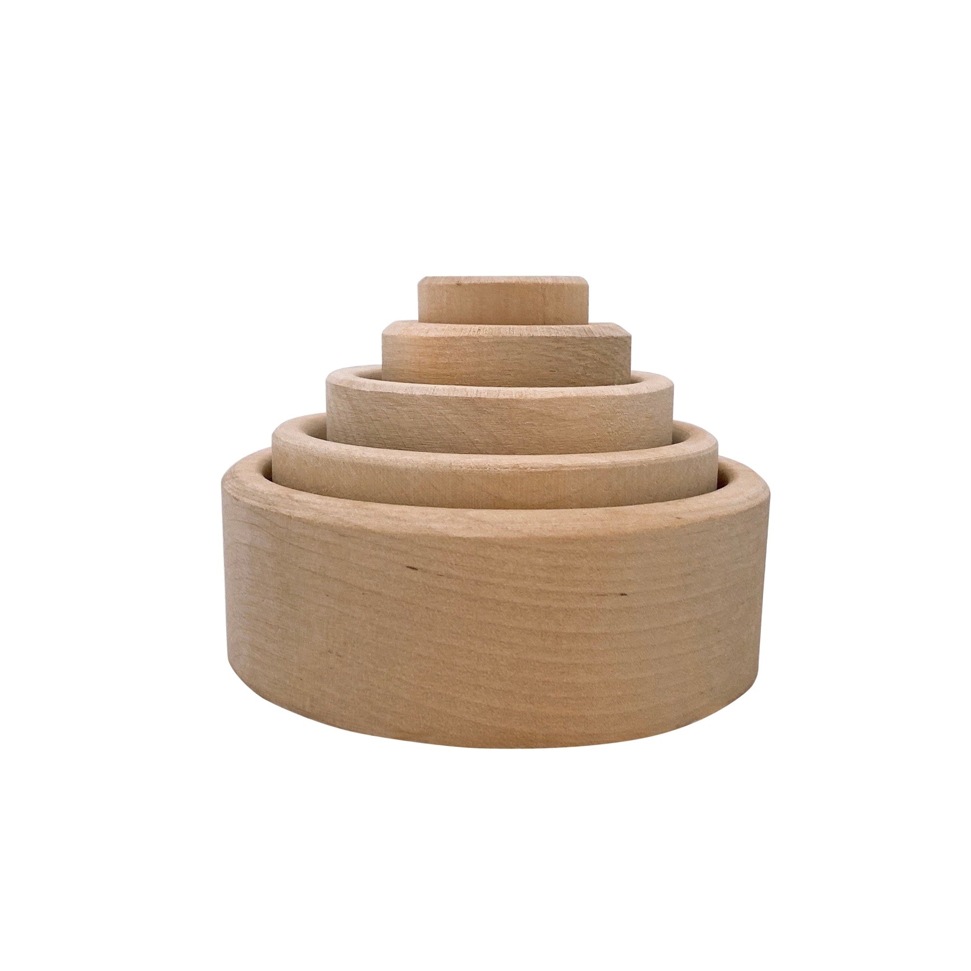 5 Pcs Natural Wooden Stacking Nesting Cup Bowl Set - The Nurturing Nook