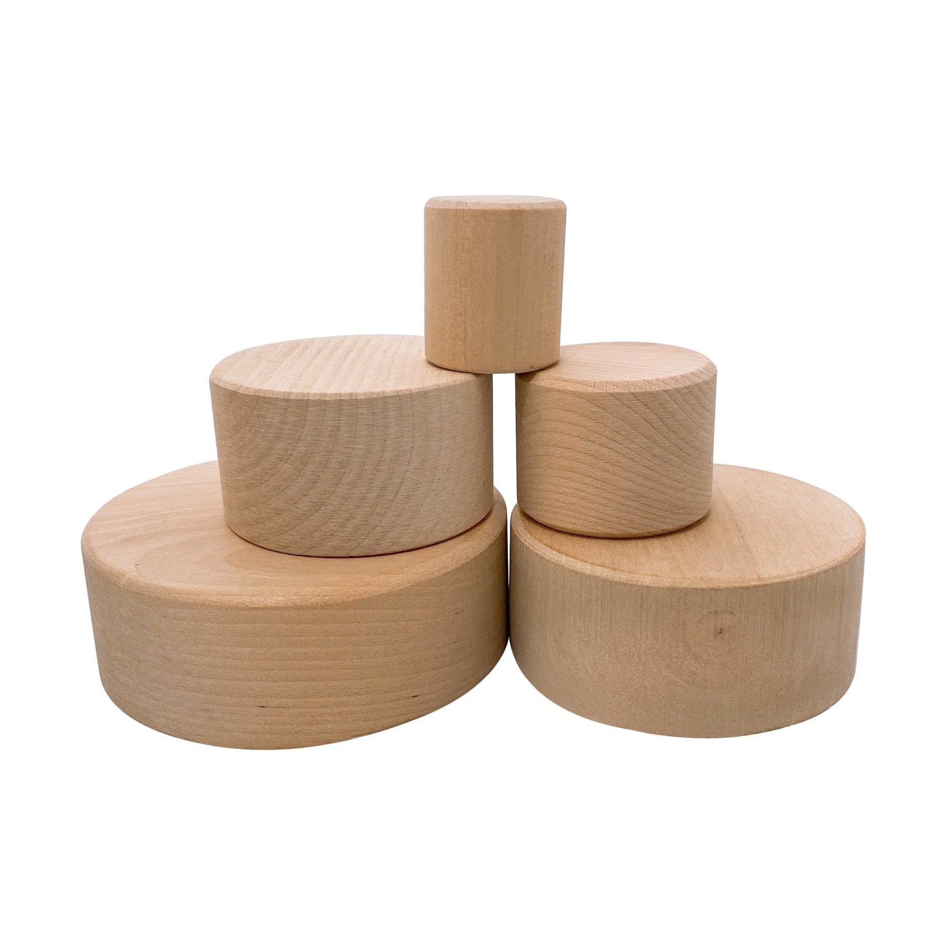 5 Pcs Natural Wooden Stacking Nesting Cup Bowl Set - The Nurturing Nook