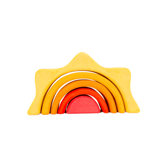 5 Pcs STAINED Mini Size Wooden Sun Rainbow Stacker - The Nurturing Nook